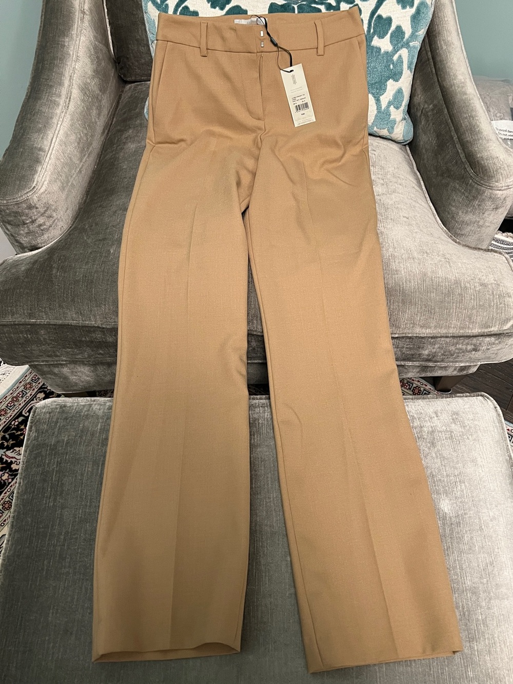 NWT Hobbs London Laurel Straight Trousers Camel Wool Blend US 4